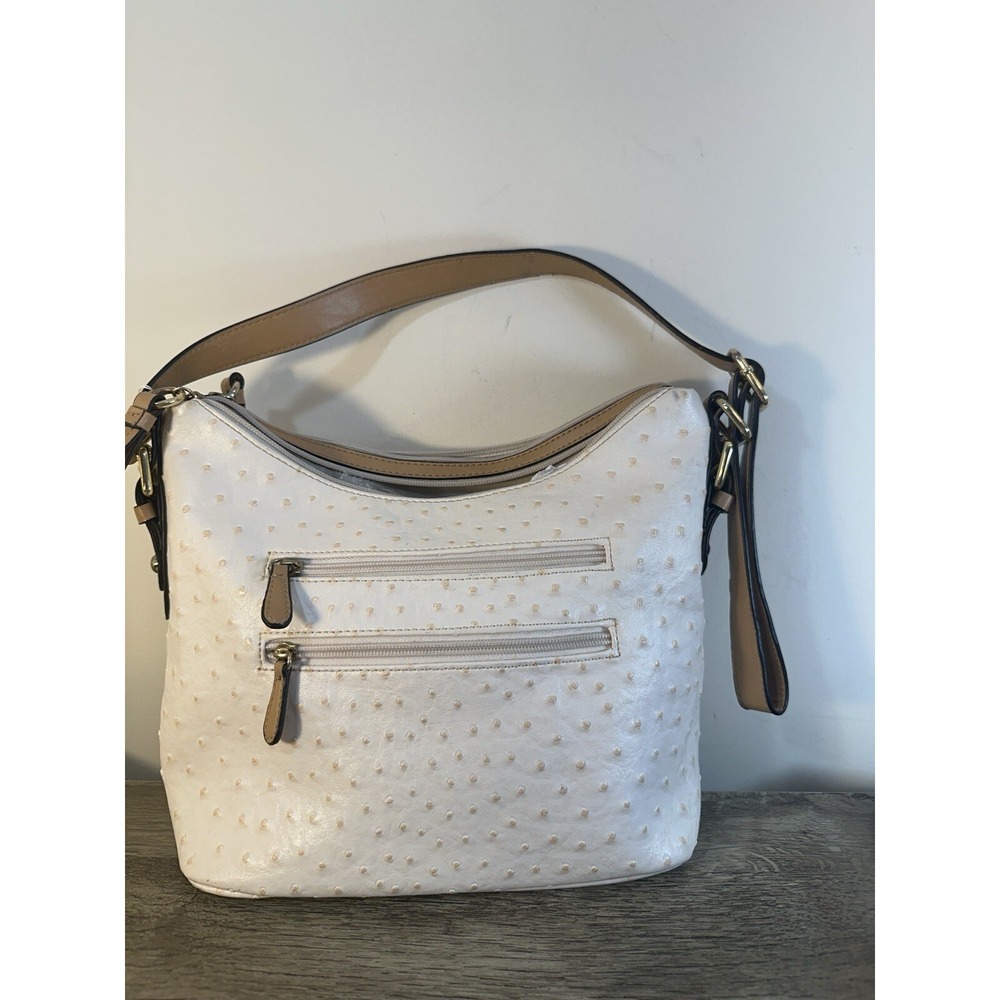 Giani Bernini Embossed Ostrich Faux Leather Shoulder Bag Purse